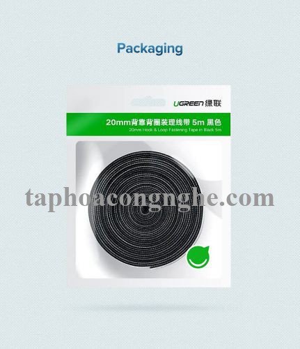 Ugreen 40356 5M Black Velcro Cable Organizer Black LP124 30040356